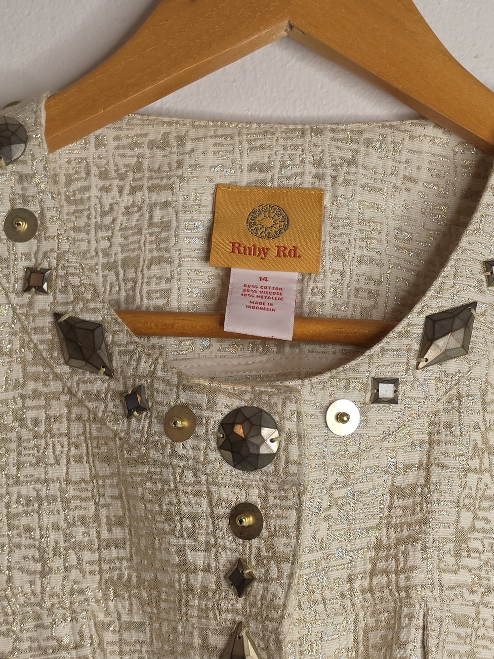 Ruby Rd. Cream Textured Embellished Blazer - Picture 5 of 10